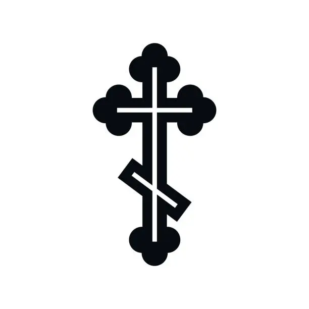 Vector illustration of Orthodox cross icon in simple style