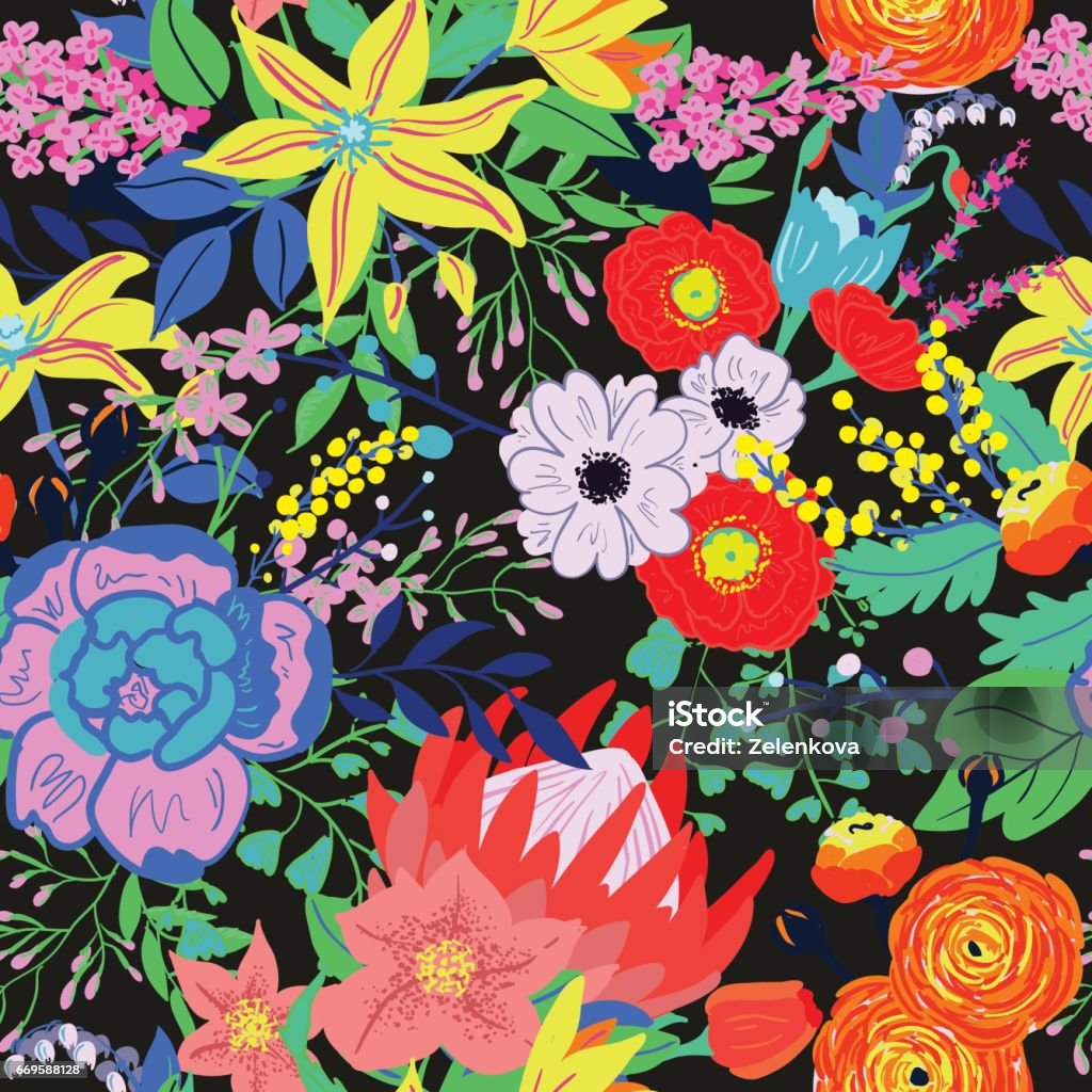 Rustic Flower Patterns Vector Rustic Flowers Seamless Pattern Stock Illustration - Download ...