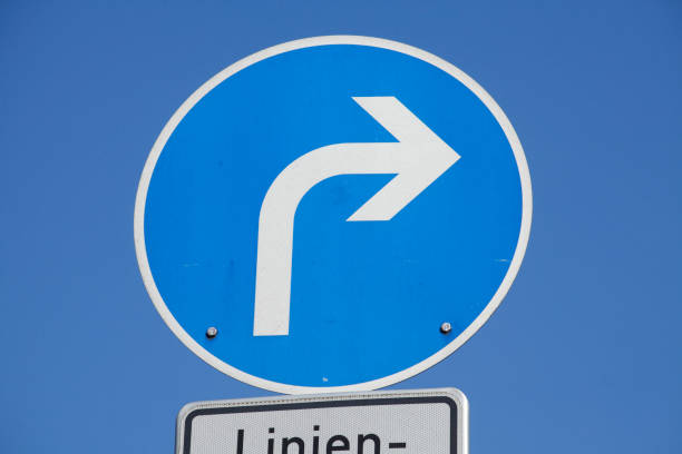 istock Traffic sign Prescribed direction of travel right 669590318
