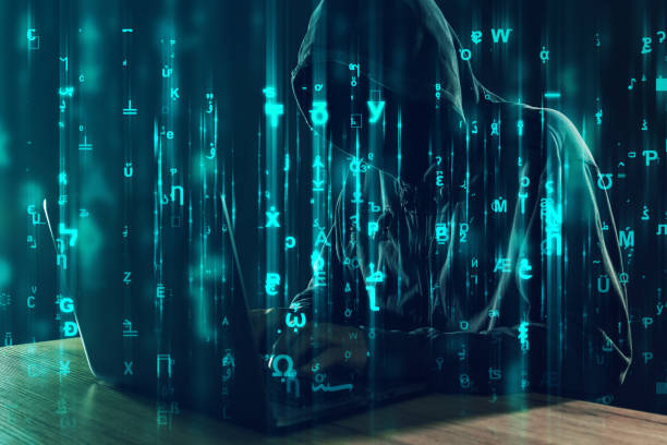 istock Hooded unrecognizable hacker and cyber criminal working on laptop 669592214