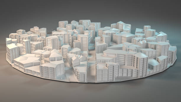 istock Aerial view on the city concept. 3d rendering 669593458