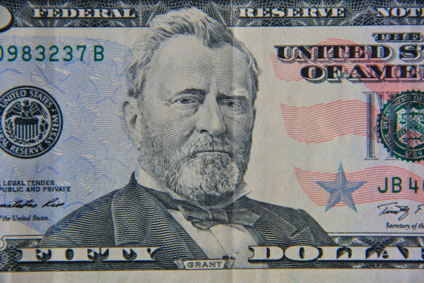 istock Macro shot of fifty dollars bill 669597370