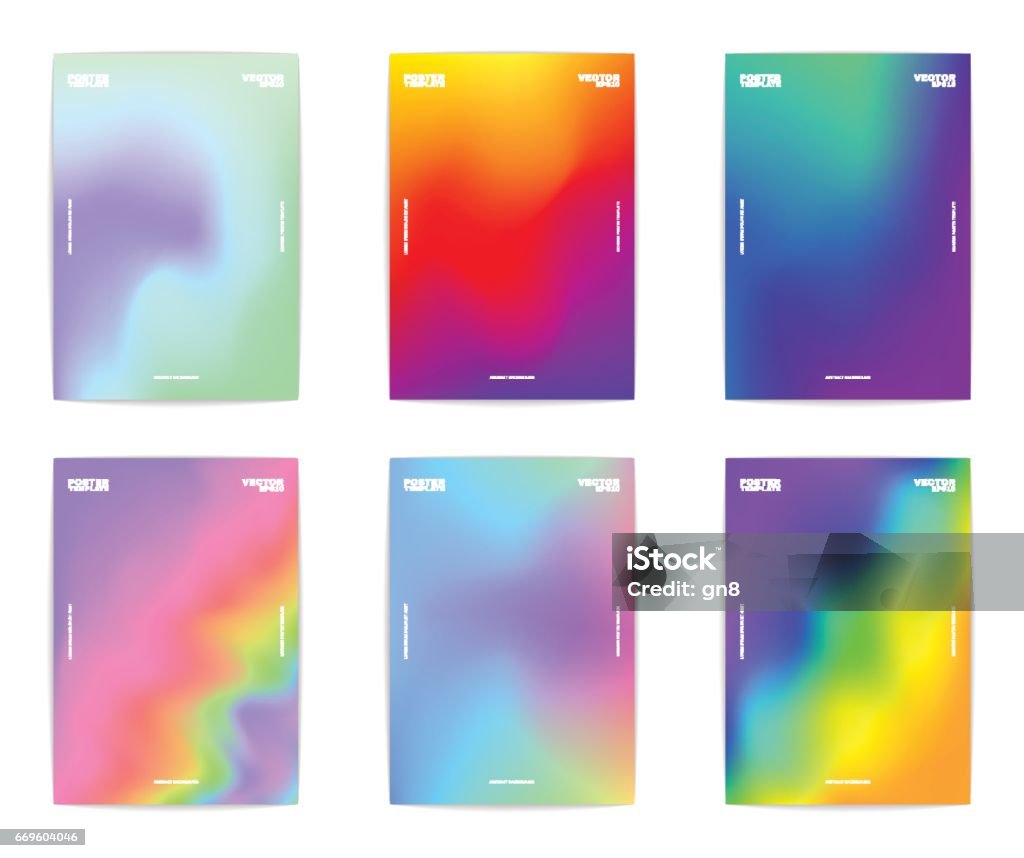 Abstract poster collection Collection of six modern abstract colorful poster templates. Vector, eps 10. Color Gradient stock vector