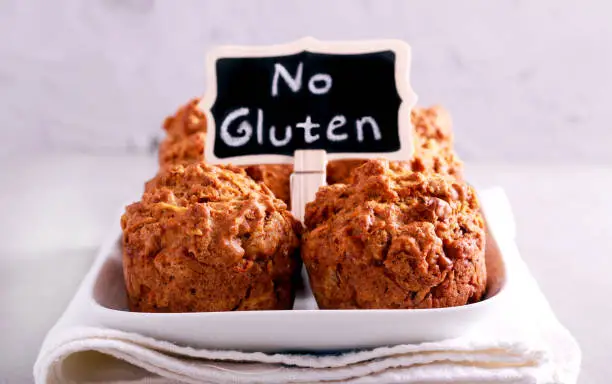 No gluten muffins on plate, selective focus
