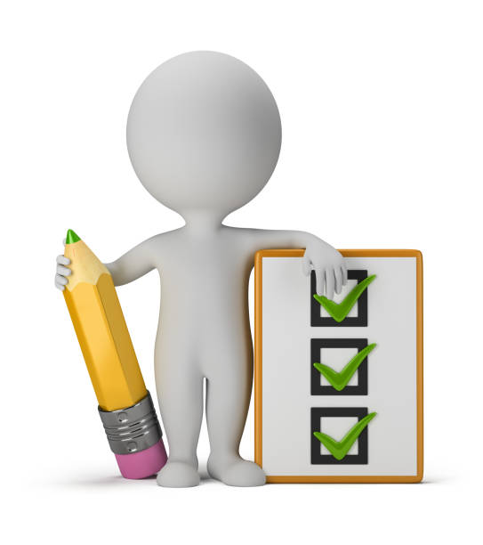 istock 3d small people with clipboard and pencil 669625280