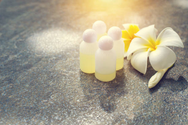 istock Beauty concept with spa set on stone background 669628628