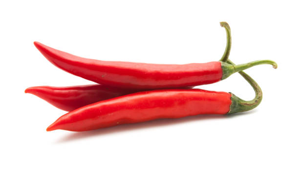 istock Red hot chili peppers isolated on white background closeup 669630884