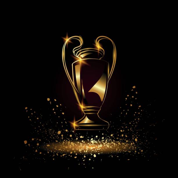 şampiyonlar kupası. altın futbol kupa. - world cup stock illustrations
