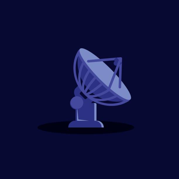 istock Flat style icon with satellite dish. Radio telescope track the stars. 669634088