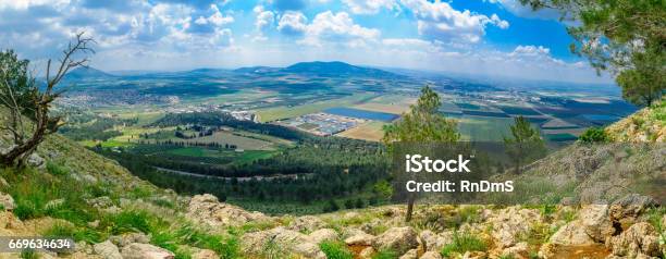 Jezreel Valley Landscape Viewed From Mount Precipice Stock Photo - Download Image Now