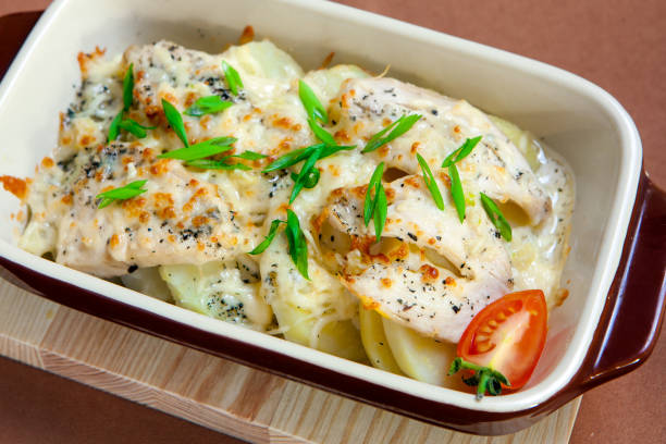 istock Baked potato slices under cheese 669639200