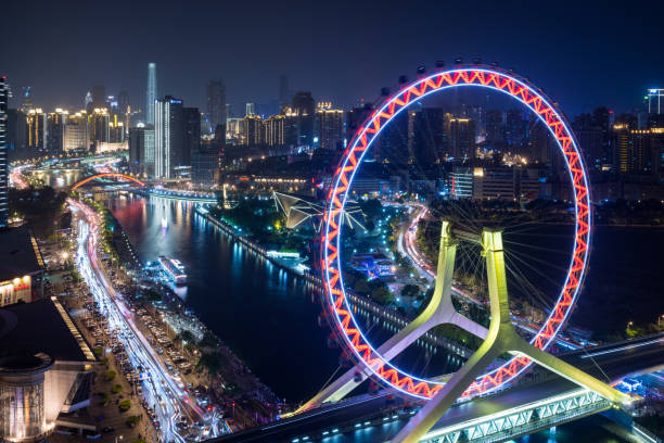 istock Ferris Wheel and Tianjin Skyline at Night 669641534