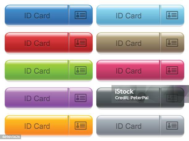 Id Card Captioned Menu Button Set Stock Illustration - Download Image Now - Applying, Badge, Blue