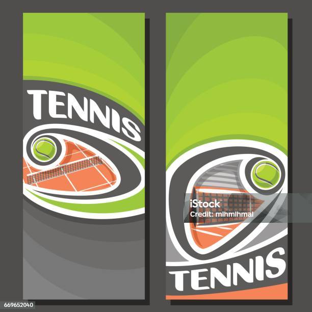 Vector Vertical Banners For Tennis Stock Illustration - Download Image Now - Abstract, Tennis Net, Black Background