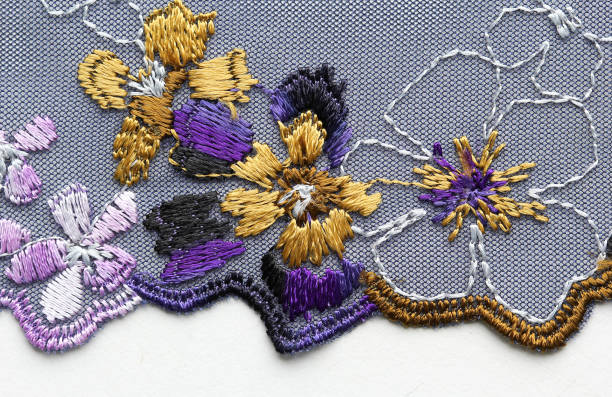 istock The macroshot of the lace material texture 669655158