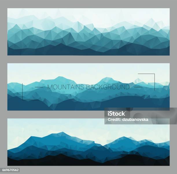 Polygonale Bergrücken Satz Im Freien Vektorillustrationen Stock Vektor Art und mehr Bilder von Berg