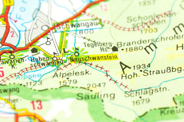 istock New Swanstone Castle on map, Bavaria, Germany 669681172