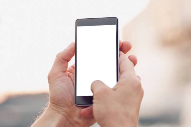 istock Blank screen smartphone making photo outdoors 669681480