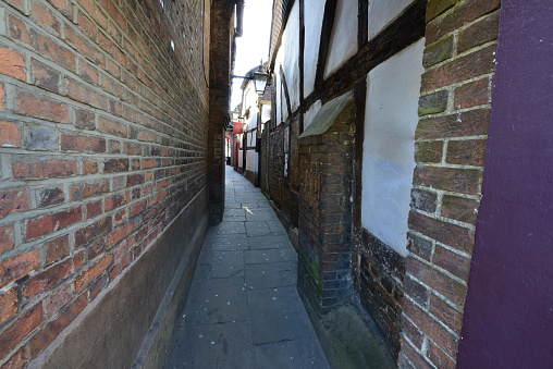 A very narrow alleyway in Horsham town centre in West Sussex