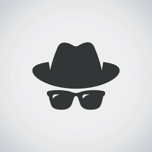 ilustraciones, imágenes clip art, dibujos animados e iconos de stock de icono del agente. gafas de sol espía. sombrero y gafas - mob