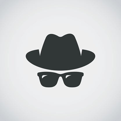 Agent icon. Spy sunglasses. Hat and glasses