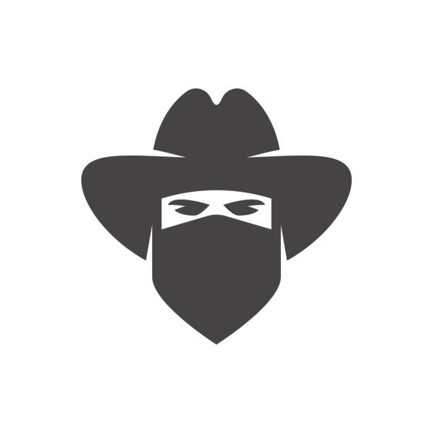 cowboy. bandit-symbol - desperado stock-grafiken, -clipart, -cartoons und -symbole