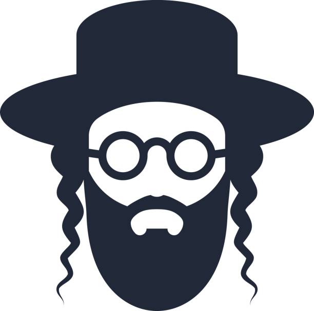 ilustrações, clipart, desenhos animados e ícones de um judeu barbudo com um chapéu e óculos de sol. ícone de hasid - yiddish