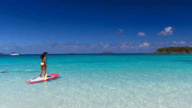 istock young attractive woman on paddleboard 669706096