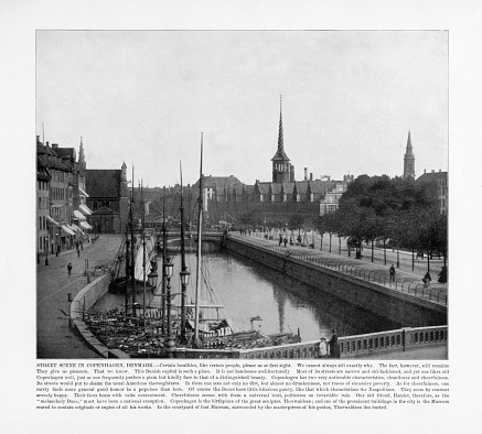 Antique Denmark Photograph: Street Scene, Copenhagen, Denmark, 1893. Source: Original edition from my own archives. Copyright has expired on this artwork. Digitally restored.