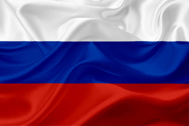 istock Waving flag of Russia with fabric texture 669712890