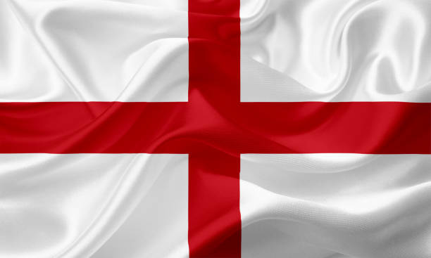 istock Waving flag of England with fabric texture 669715208