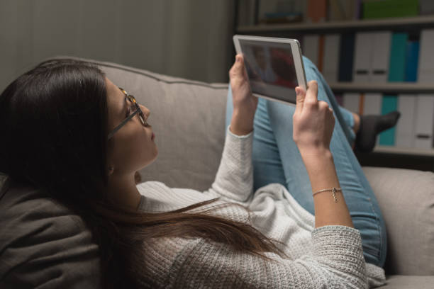 istock Girl connecting late at night 669715232