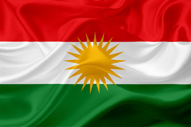 istock Waving flag of Kurdistan, Iraq with fabric texture 669715588