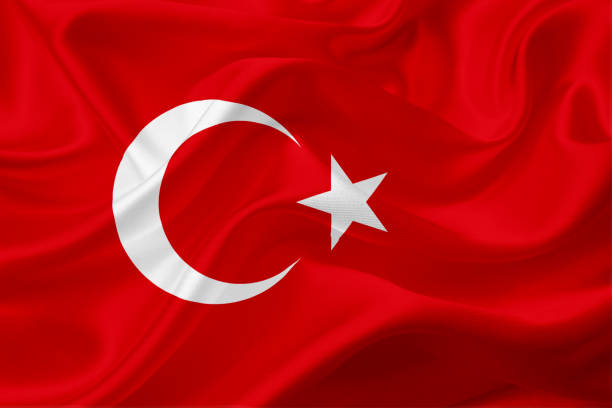 istock Waving flag of Turkey with fabric texture 669715592