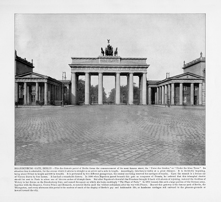 Antique German Photograph: Brandenburg Gate, Berlin, Germany, 1893. Source: Original edition from my own archives. Copyright has expired on this artwork. Digitally restored.