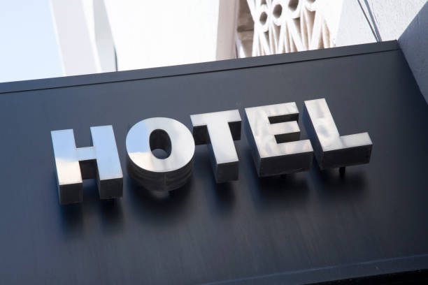 istock Black and White Hotel Sign 669735948
