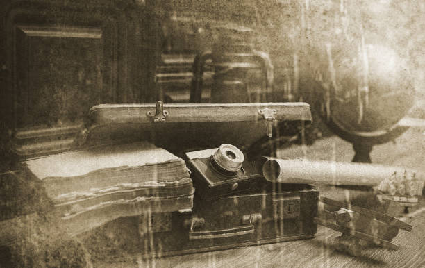 istock Photo with aged effect Vintage Traveller items 669737966