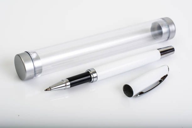 istock Ballpoint pen and case isolated on white background 669741210
