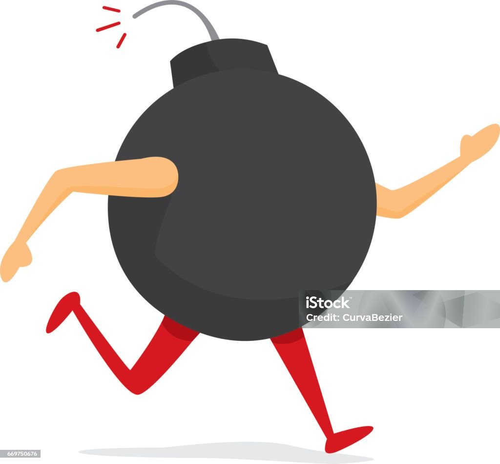Cartoon Bomb Getting Set Off Old Bomb Running About To Explode Stock Illustration - Download Image ...