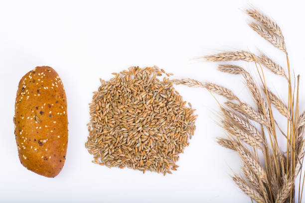 Wheat rye bread with flax seeds, chia, sesame. Studio Photo