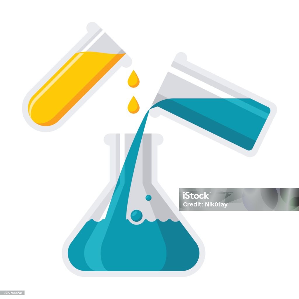 Experiment or Chemistry Icon Experiment or chemistry concept with laboratory flask and test tube, vector illustration in flat style Laboratory stock vector