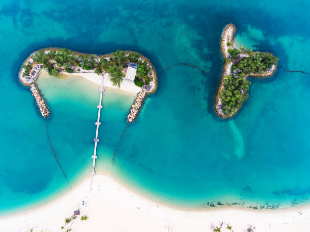 istock Sentosa Island Beach aerial view 669765902