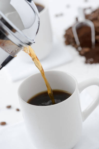 istock Fresh brewed coffee from a french press 669771782