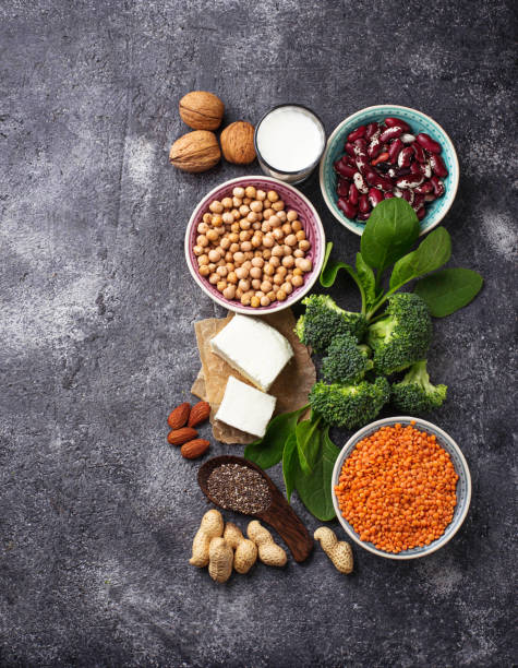 istock Lentils, chickpea, nuts, beans, spinach, tofu, broccoli and  chia seeds. 669772518