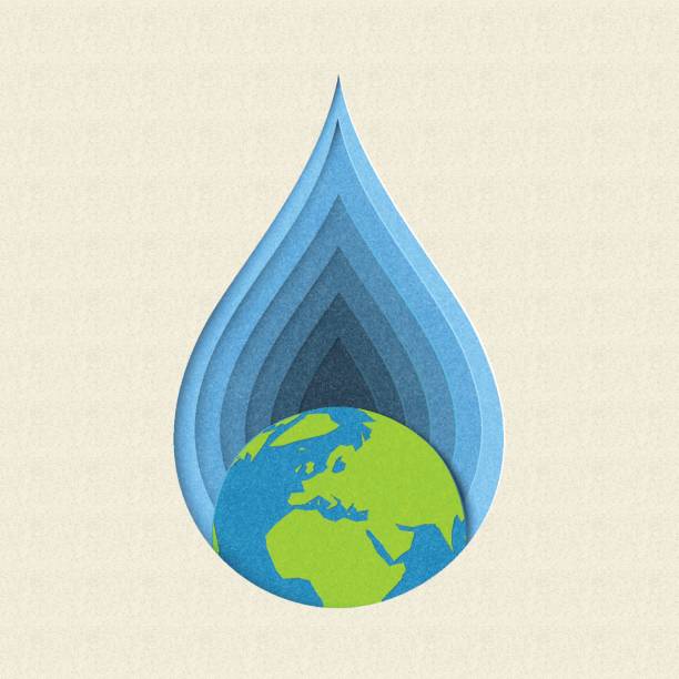 Earth day paper cut water drop concept art Earth day paper cut concept illustration for drinking water care and environment conservation. EPS10 vector. day drinking stock illustrations