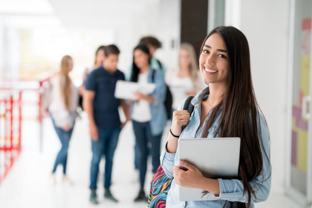 istock Happy female student at the university 669775686