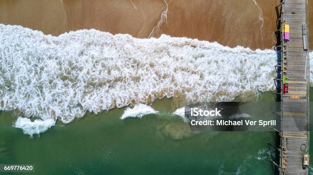 Nags Head Beach And Pier From The Sky Stock Photo - Download Image Now - Pier, Kill Devil Hills, North Carolina - US State