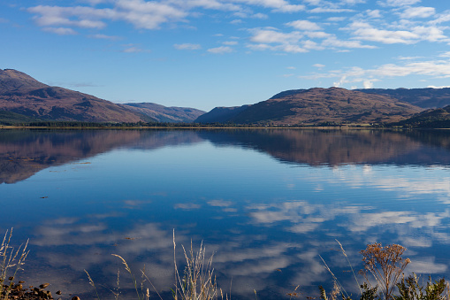 View of Loch Carron from the village of Lochcarron, Strathcarron, Wester Ross, Highland Region, Scotland, UK  n