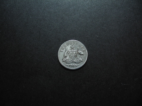 Vintage Australian silver Threepence coin.