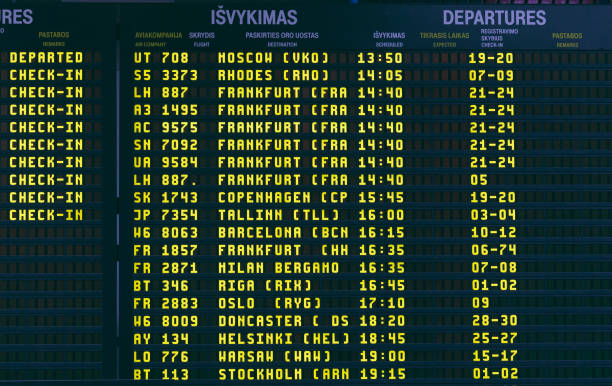 istock Departure and arrival schedule in Vilnius Airport, Lithuania 669792114